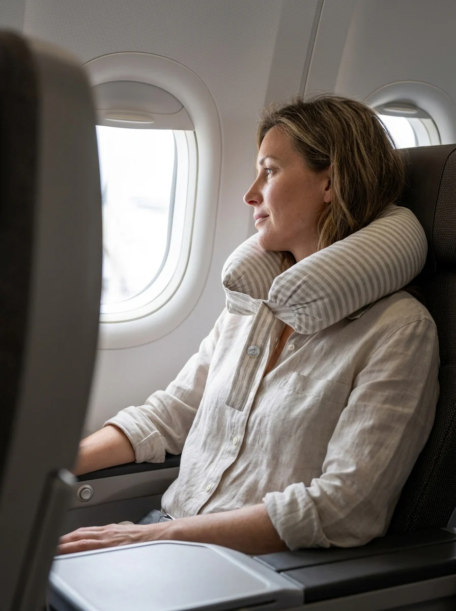 Linen Adjustable Neck Support Travel Pillow - Image 2