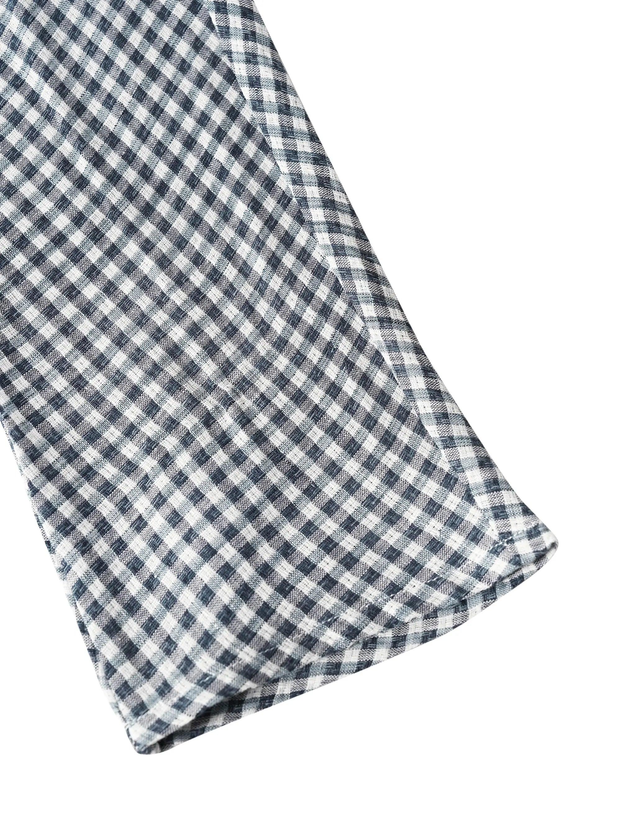 Linen Checked Long-Sleeved Top - Image 12