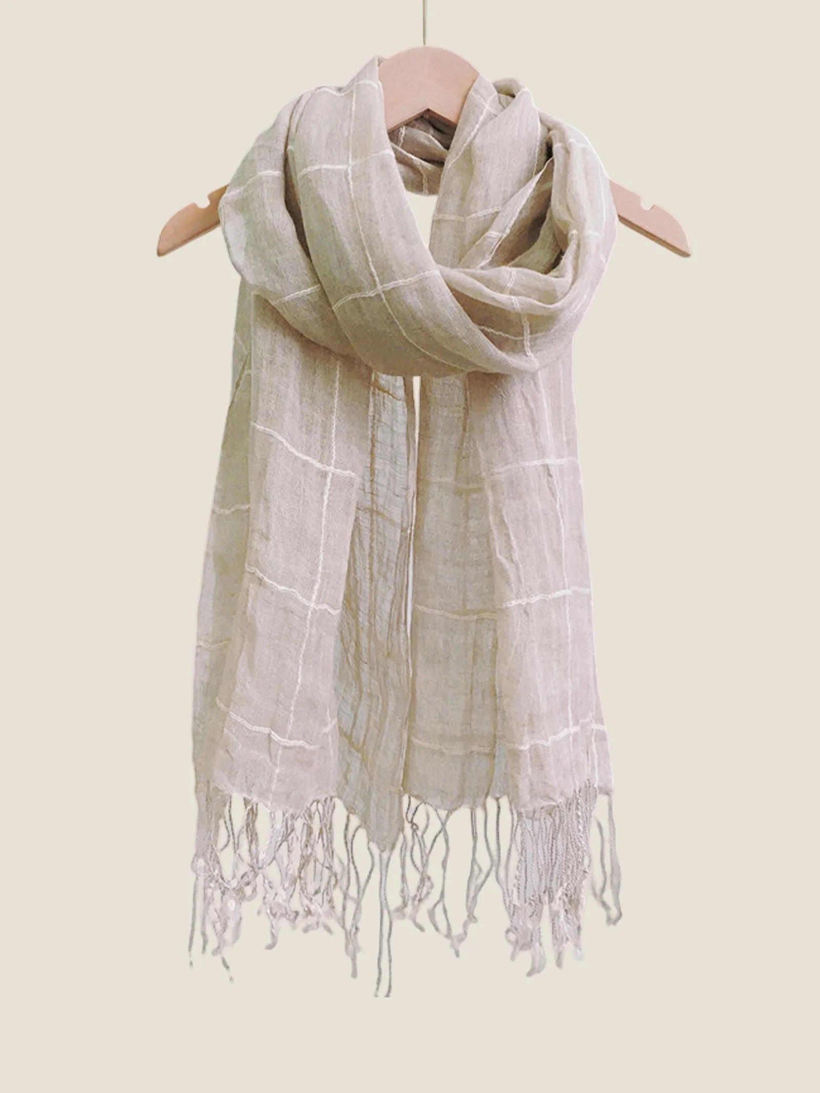 Linen Checkered Lightweight Scarf - Image 2