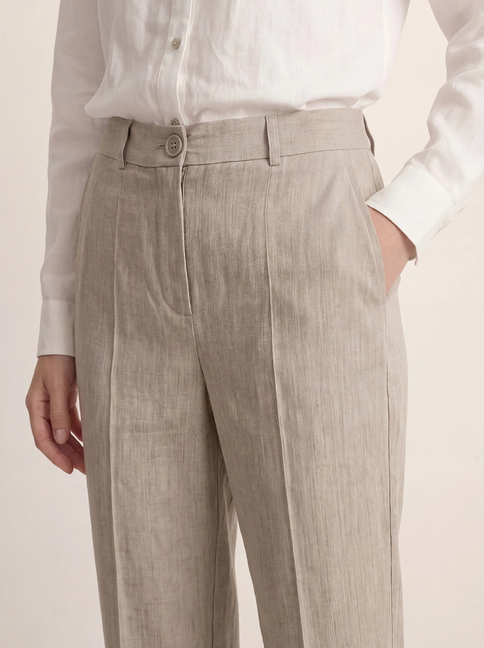 Linen Tailored Straight Cropped Pants LOGAN - Image 13