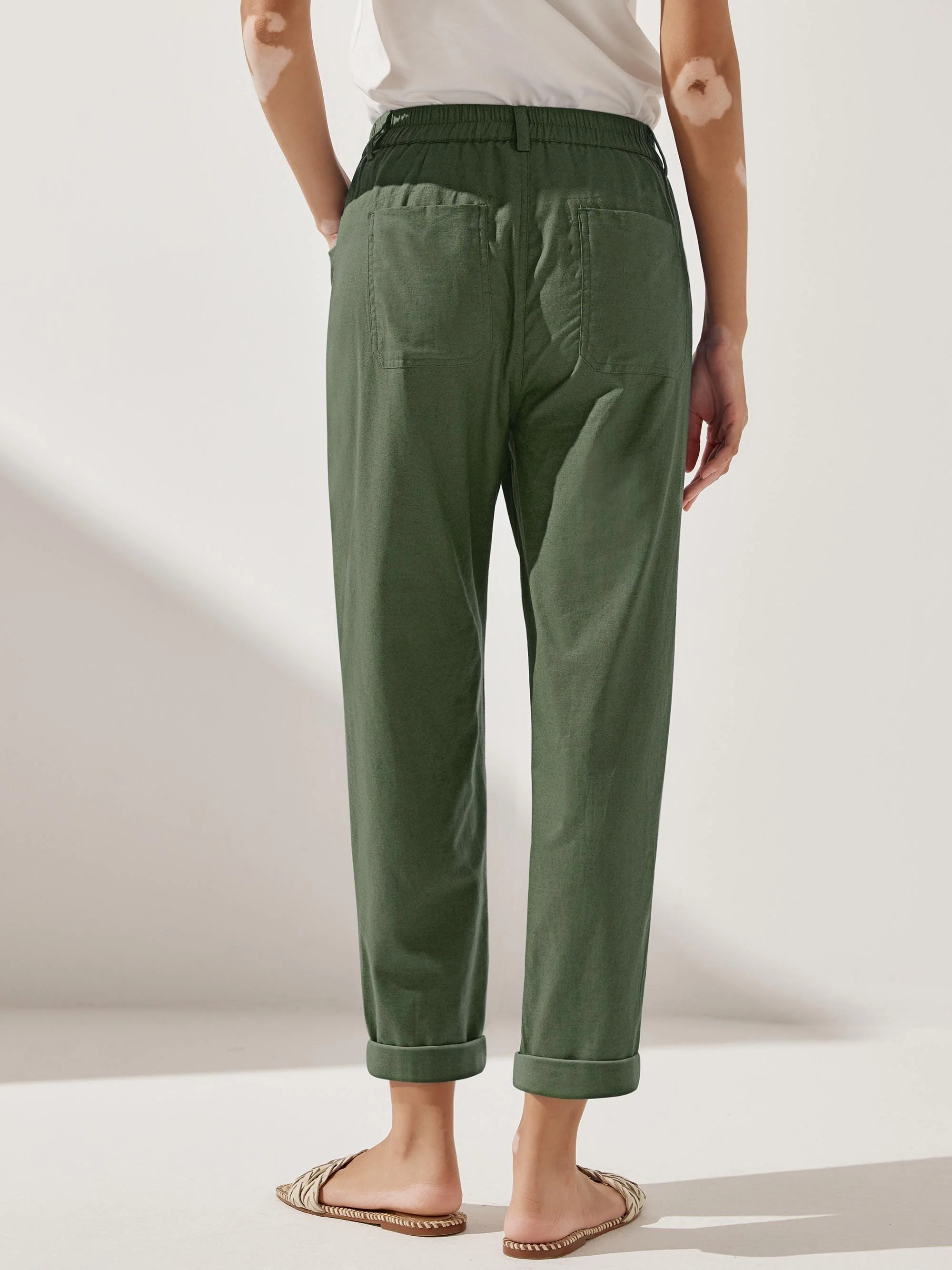 Linen Simple Button Fly Trousers HEIDI - Image 18