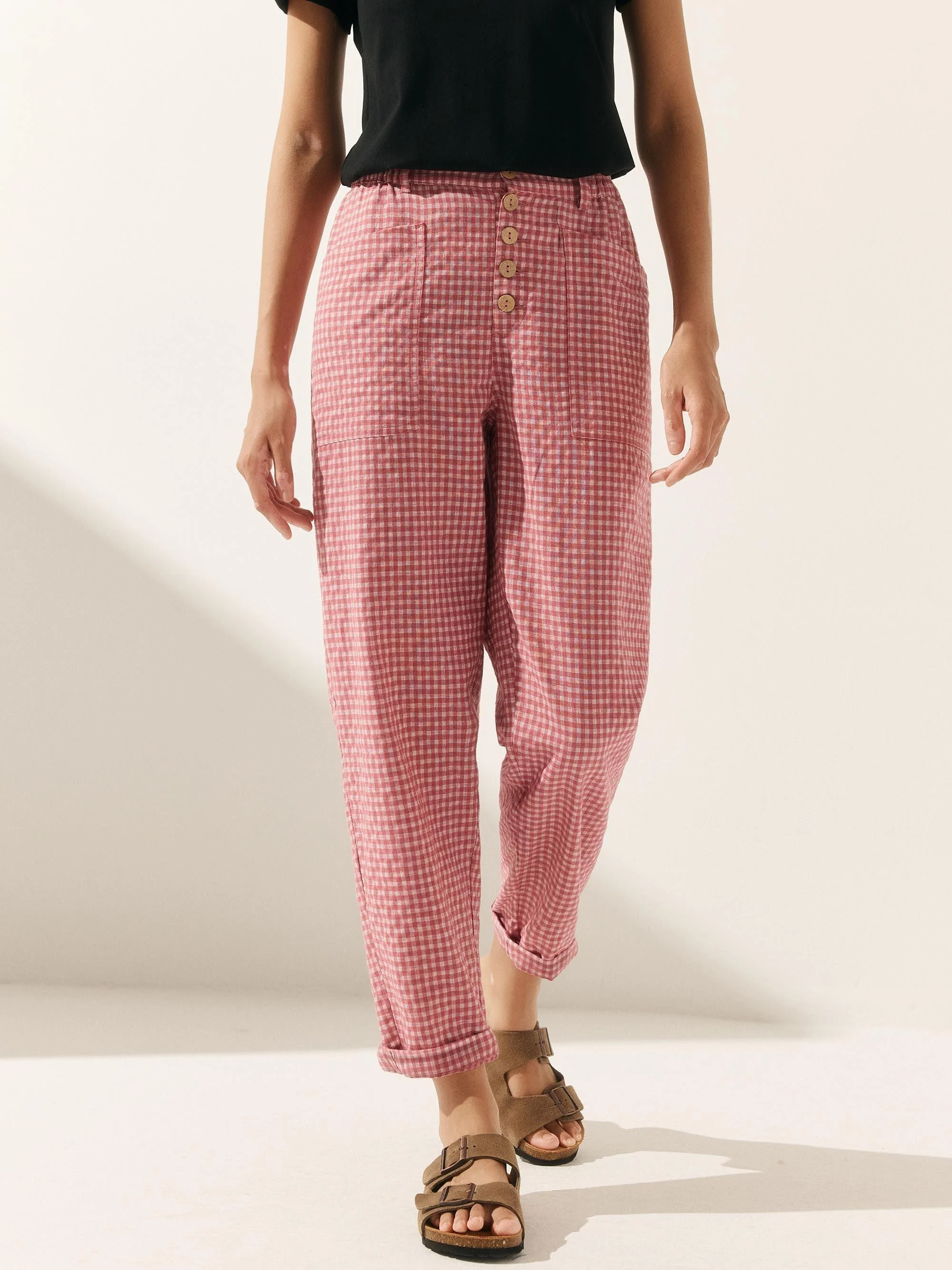 Linen Simple Button Fly Trousers HEIDI - Image 36