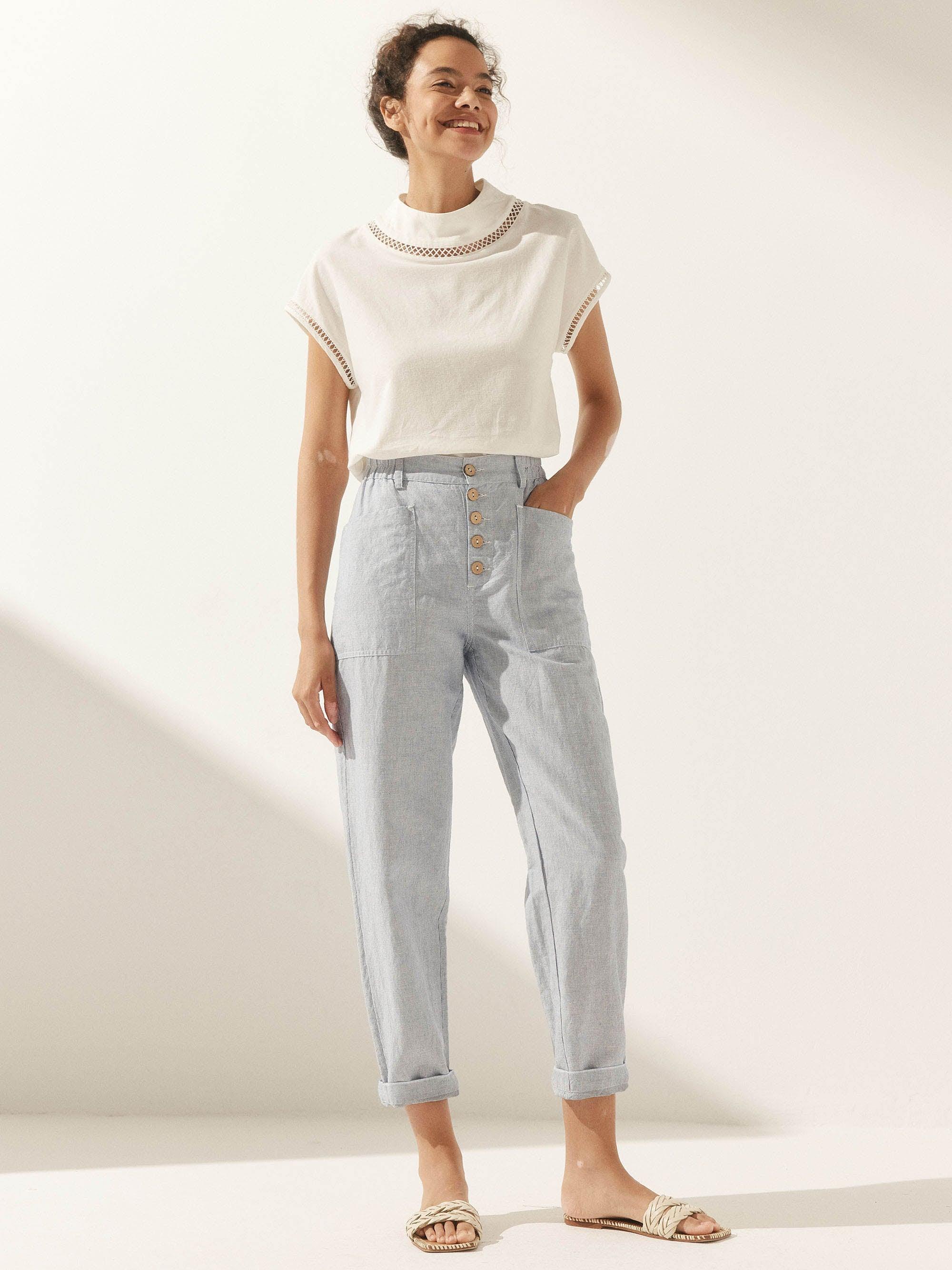Linen Simple Button Fly Trousers HEIDI - Image 42