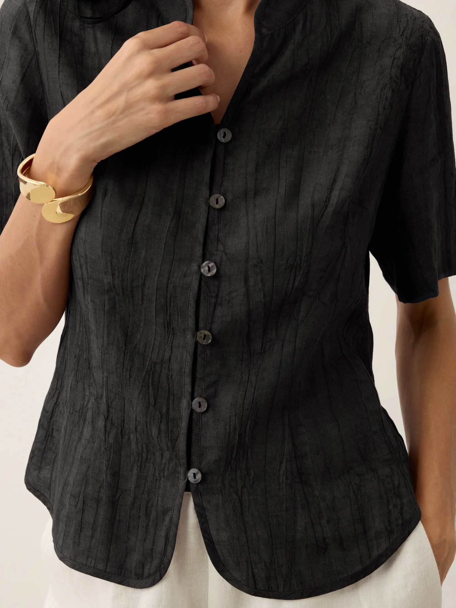 Lyocell Textured Stand Collar Shirt Jacket PHILIPPA - Image 33