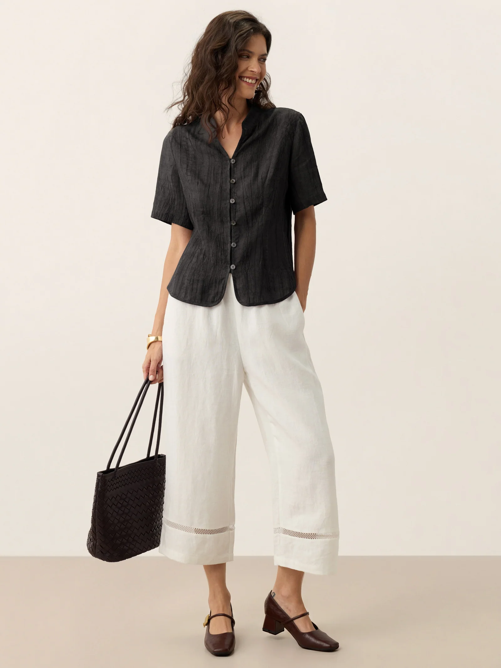Lyocell Textured Stand Collar Shirt Jacket PHILIPPA - Image 35