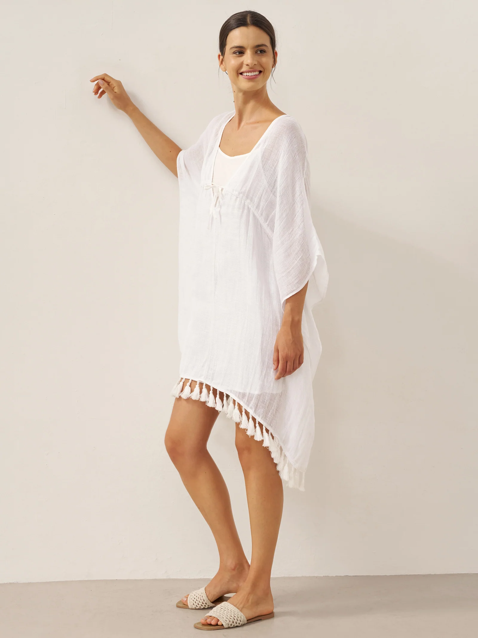 Linen V-Neck Cover-Up and Slip Dress Set CASS - Image 7