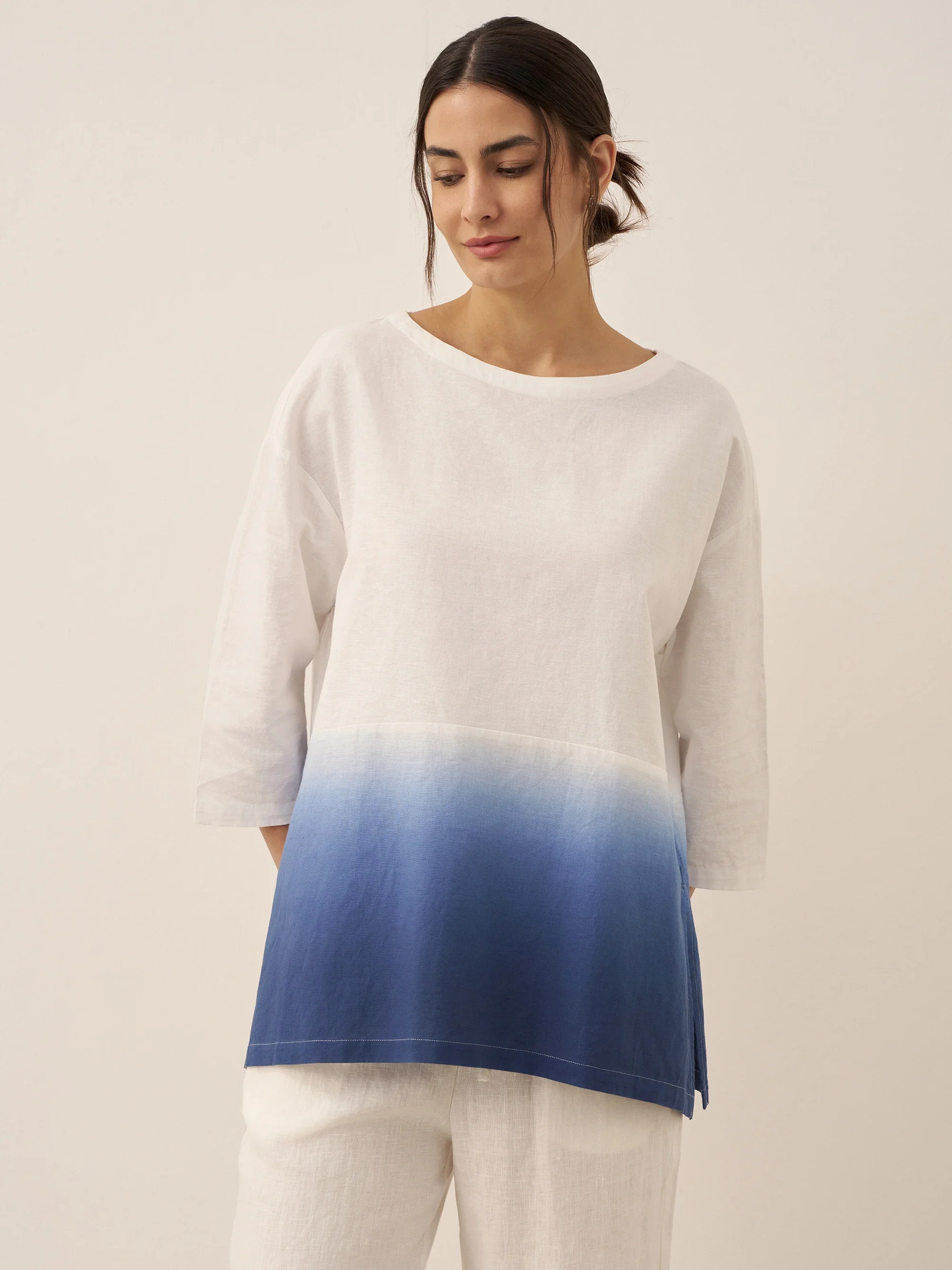 Linen White Boat Neck Oversized Top AVA - Image 19