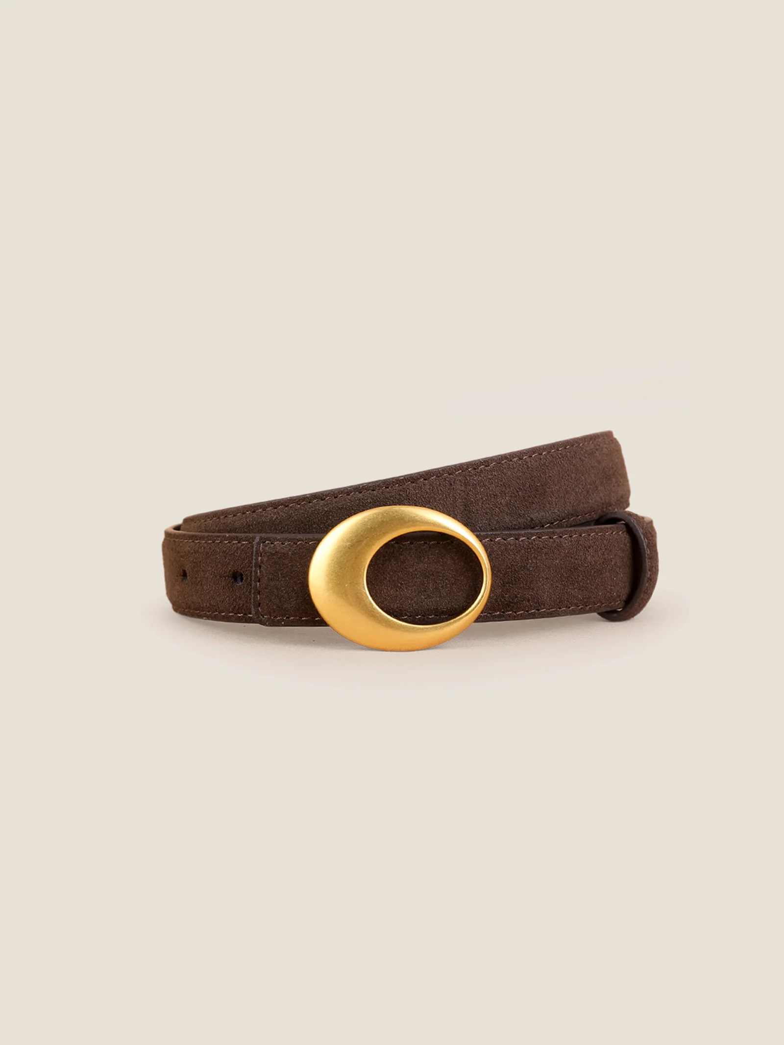 Luxury Suede Cowhide Belt With Oval Alloy Buckle - Image 2