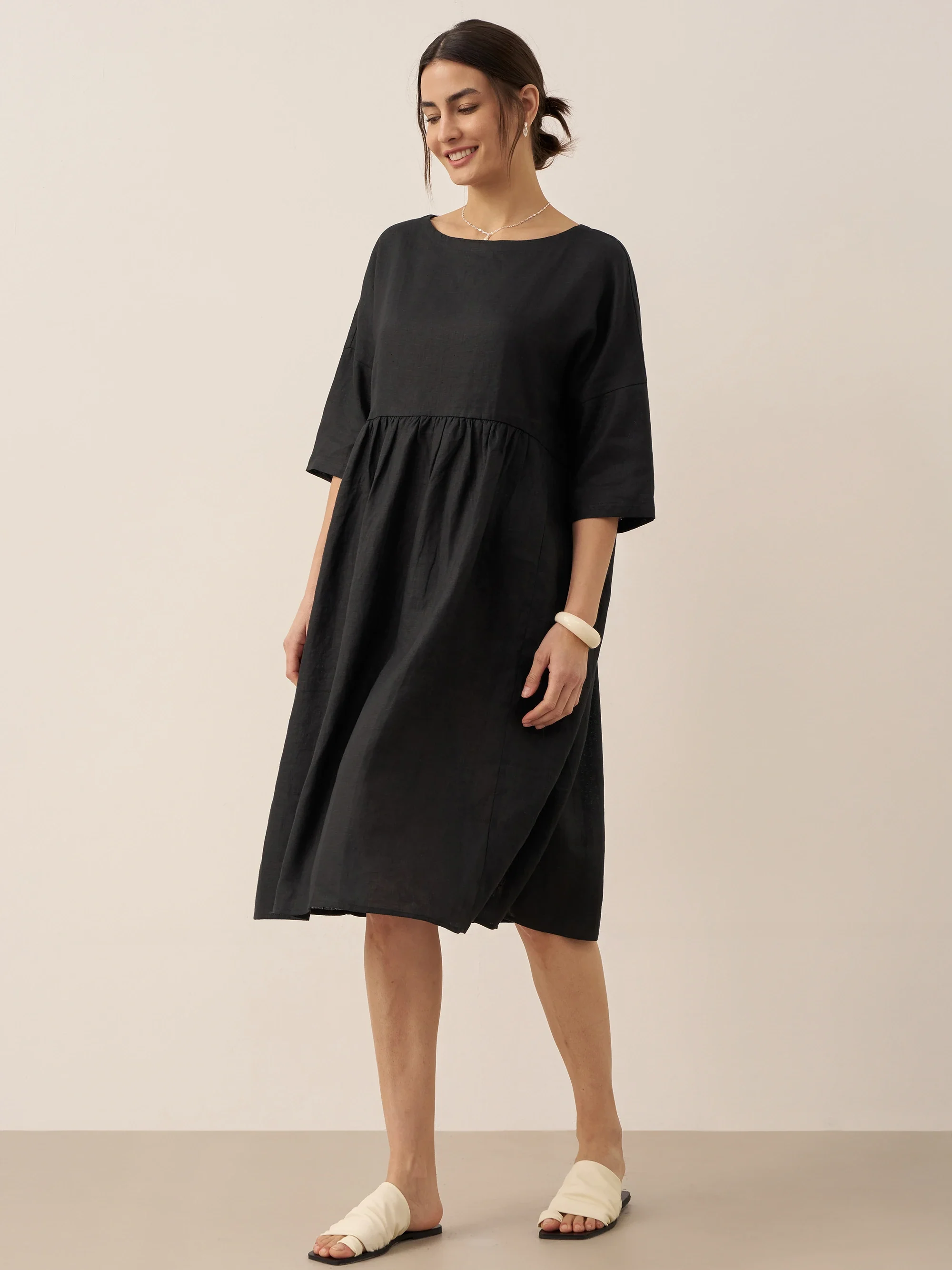 100% Linen A-Line Midi Dress VALENCIA - Image 20