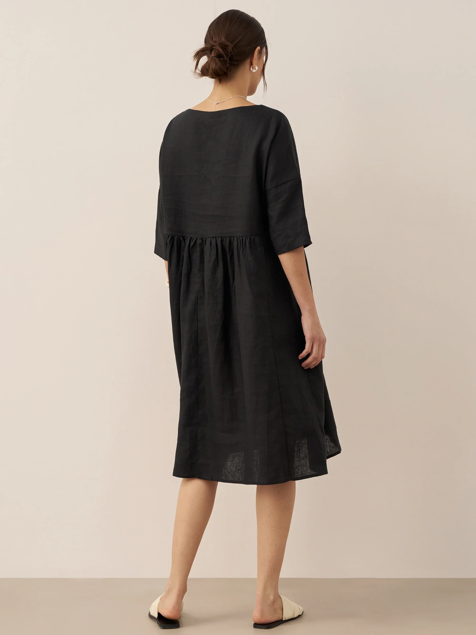 100% Linen A-Line Midi Dress VALENCIA - Image 23