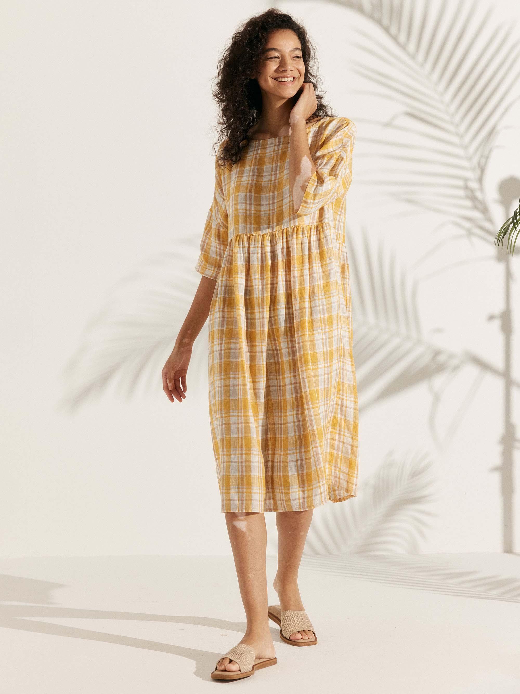 100% Linen A-Line Midi Dress VALENCIA - Image 38