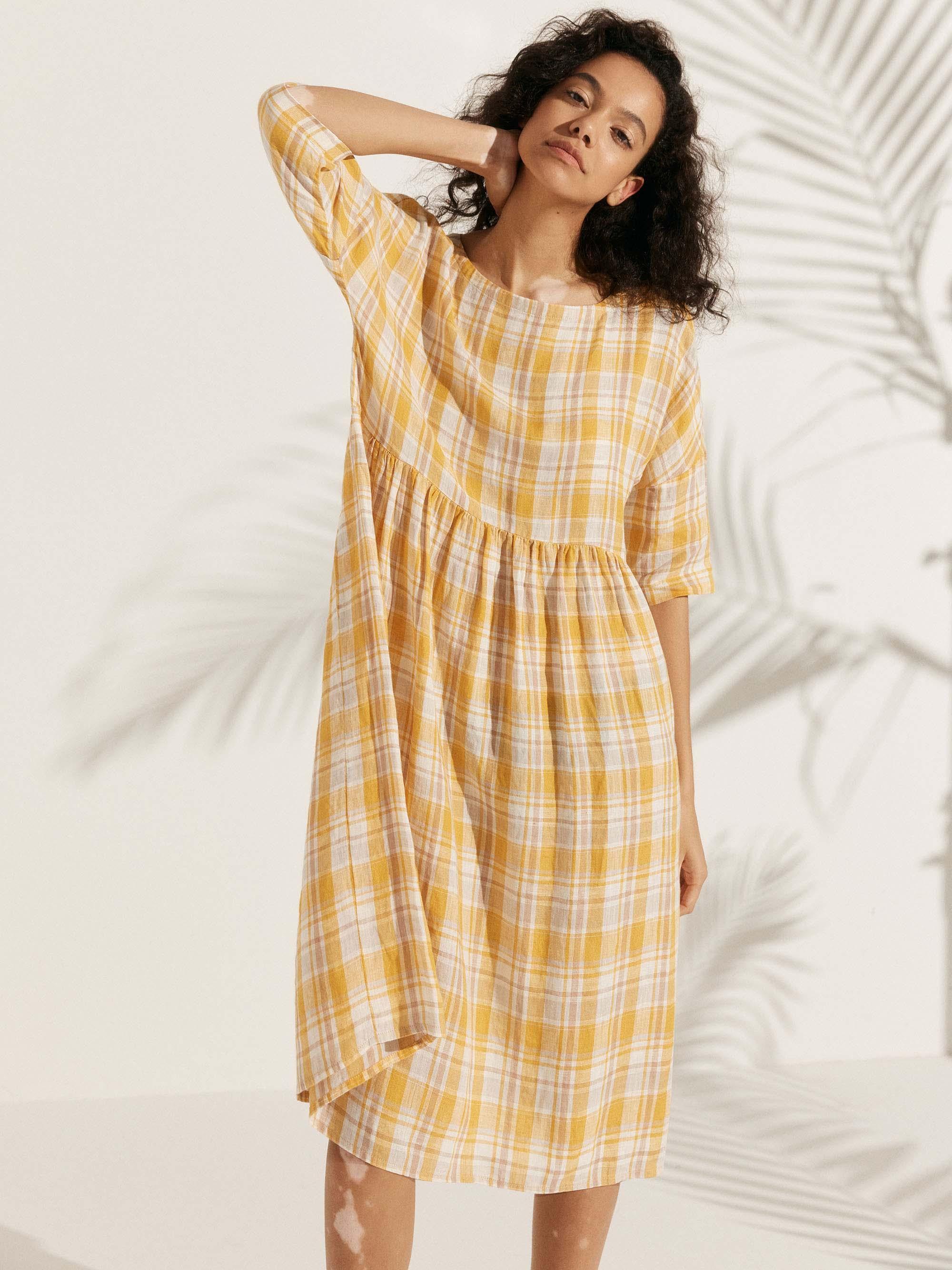 100% Linen A-Line Midi Dress VALENCIA - Image 39