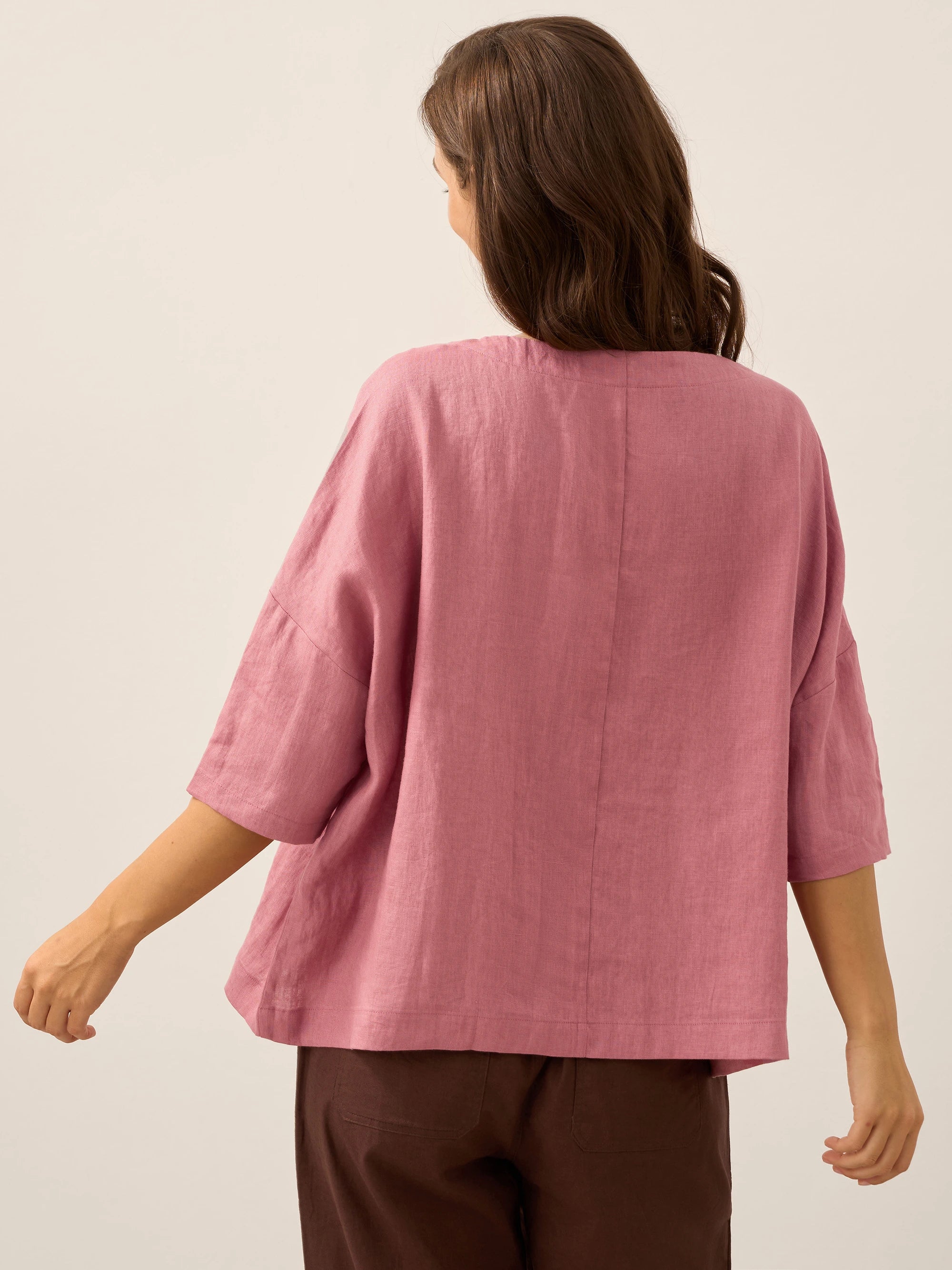 100% Linen Boatneck 3/4 Length Sleeve Top AURORA - Image 20