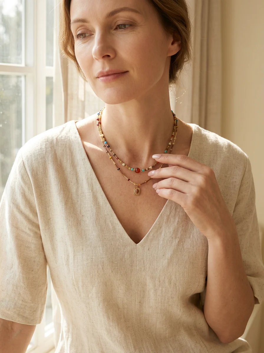 Natural Stone Boho Jewelry Choker Necklace - Image 2