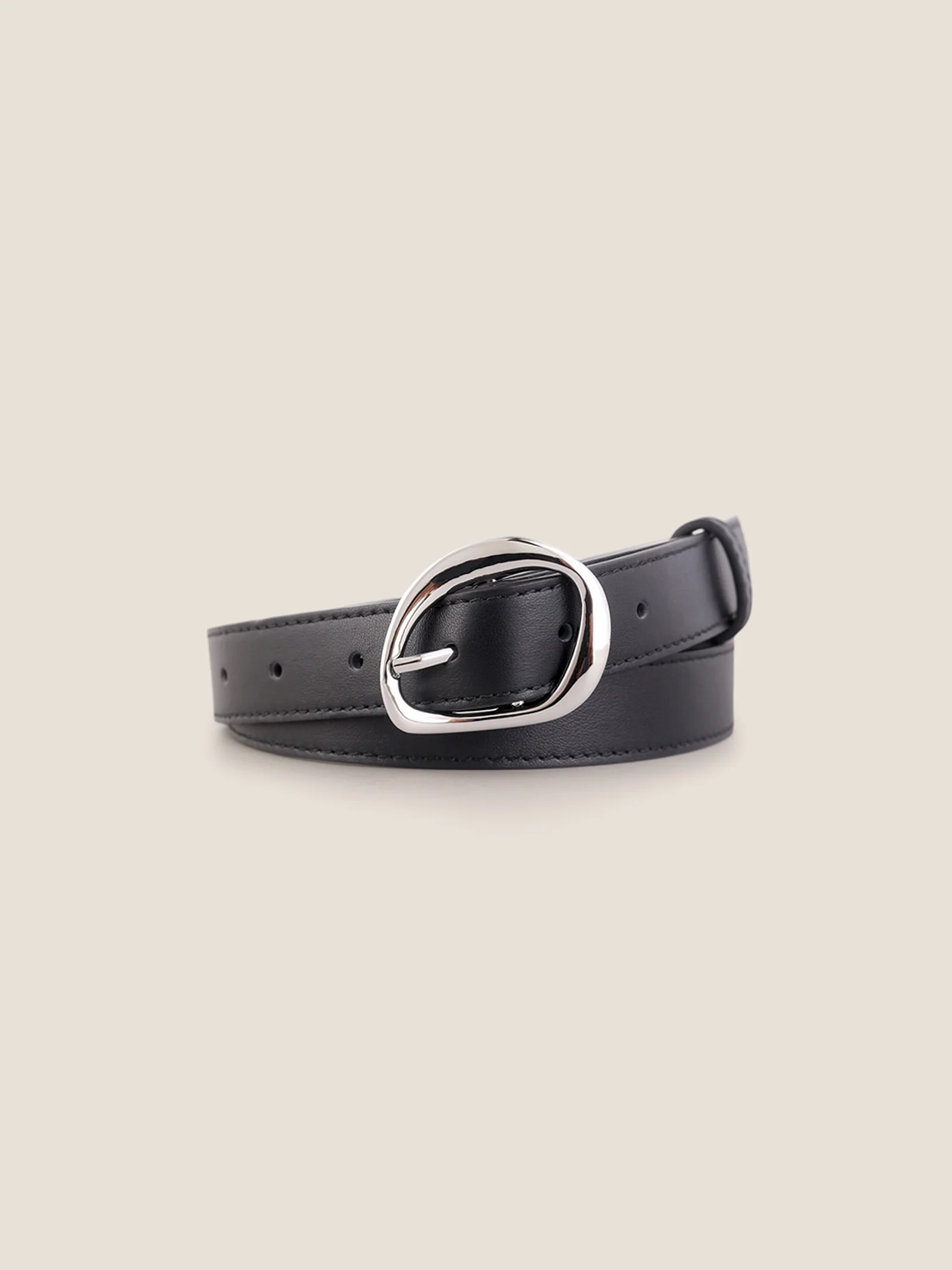 Premium Cowhide Belt With Retro Oval Alloy Buckle