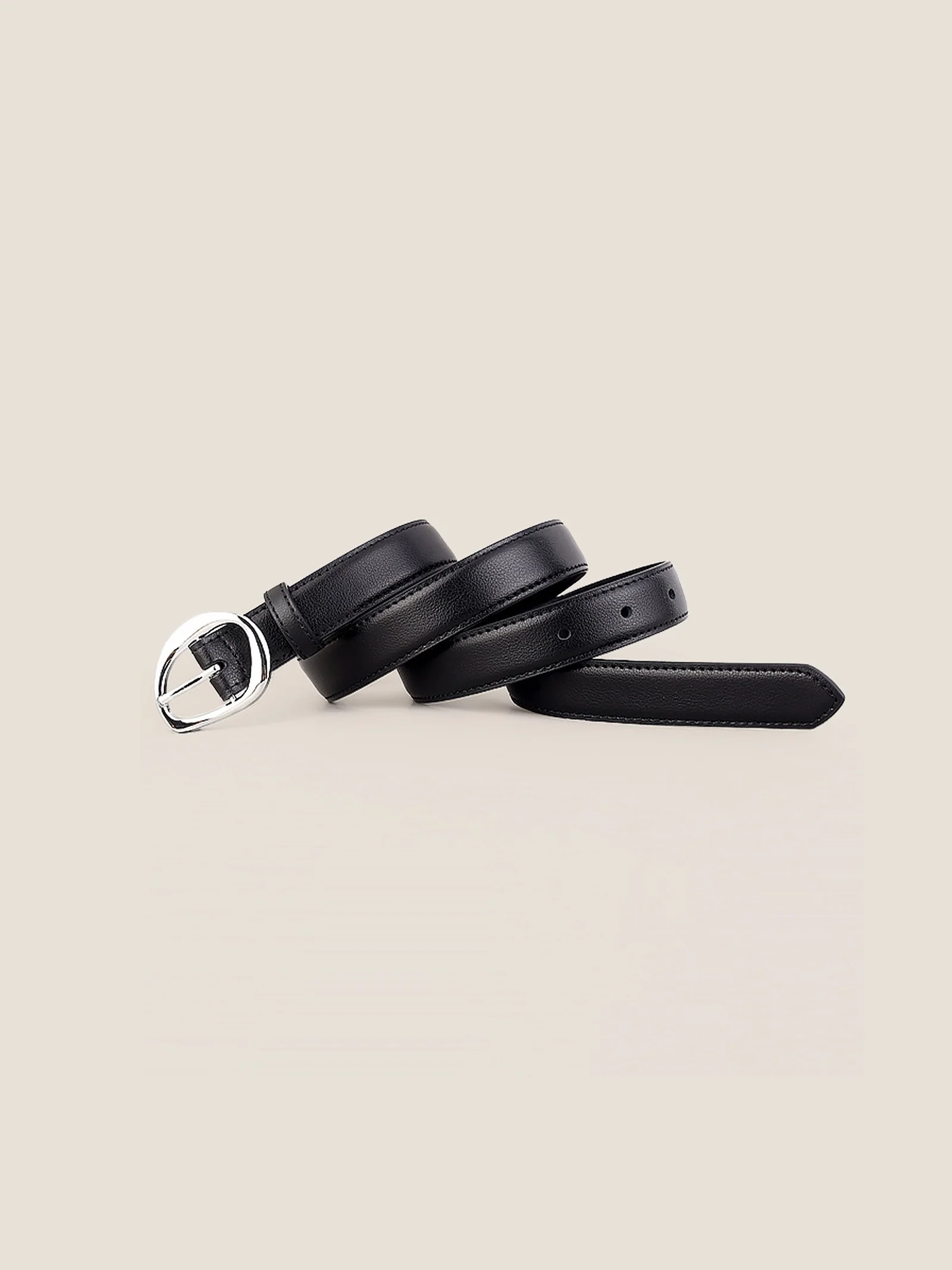 Premium Cowhide Belt With Retro Oval Alloy Buckle - Image 2