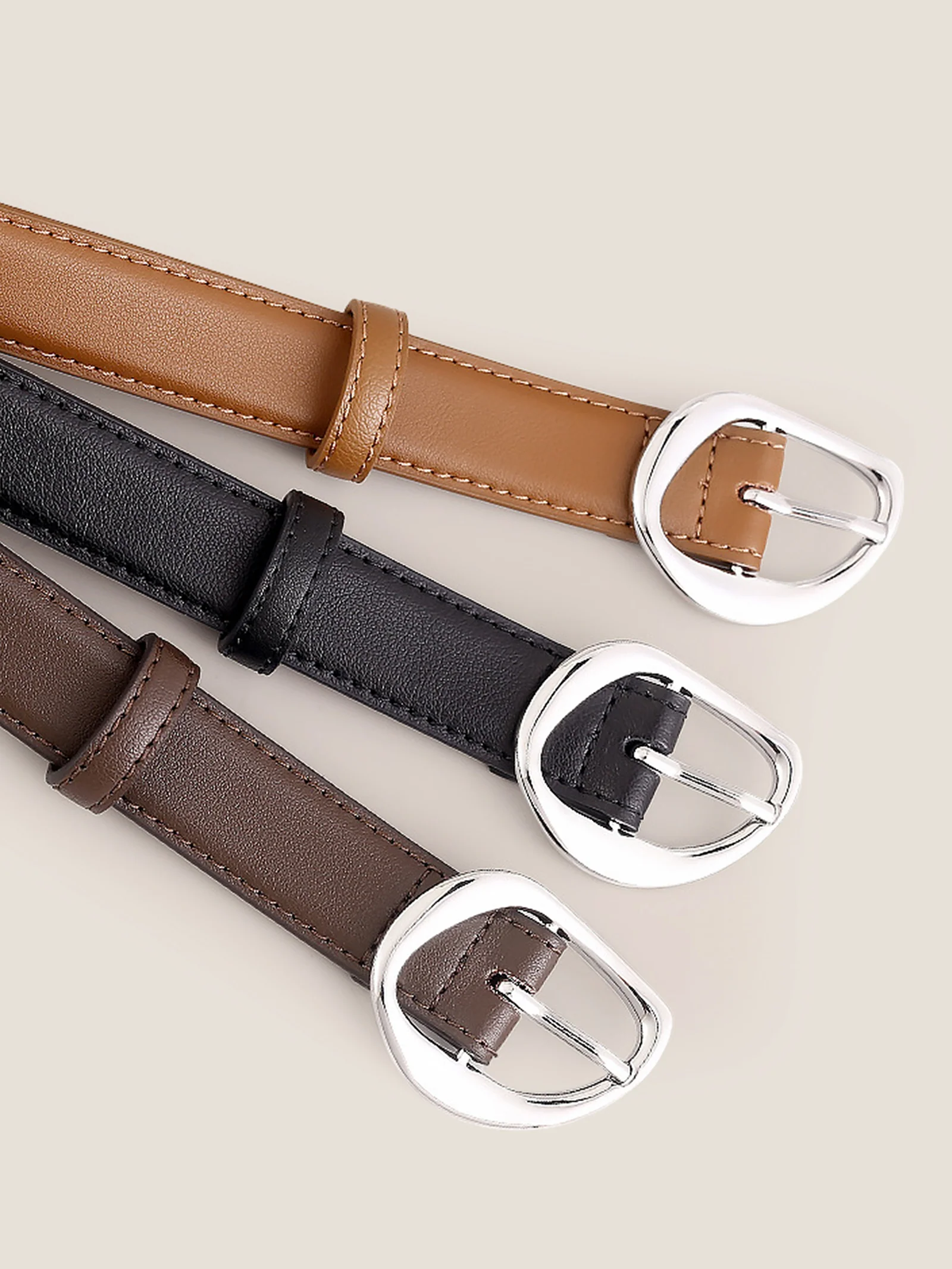 Premium Cowhide Belt With Retro Oval Alloy Buckle - Image 8