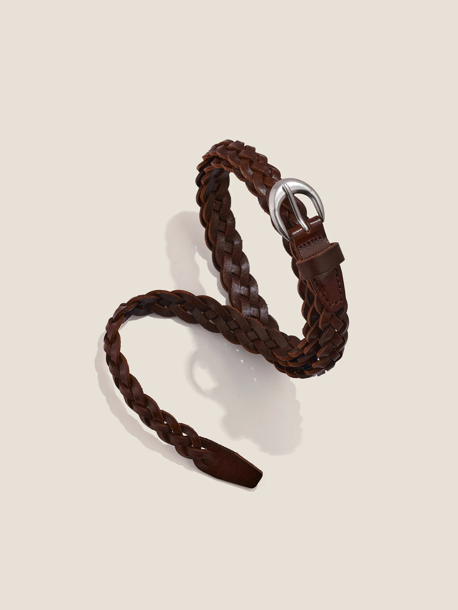 Premium Cowhide Retro Hand-Woven Twisted Thin Belt - Image 2