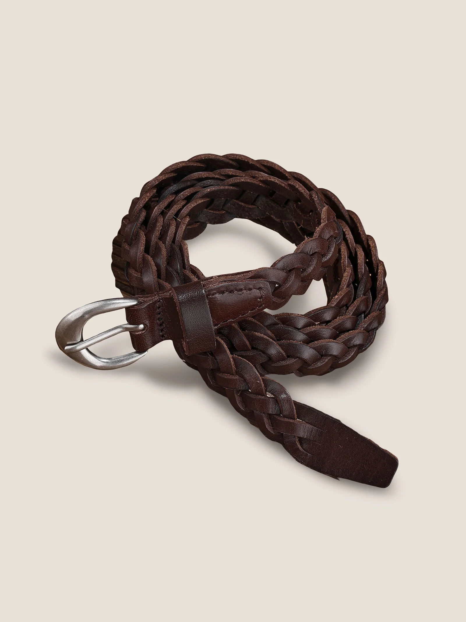 Premium Cowhide Retro Hand-Woven Twisted Thin Belt - Image 3