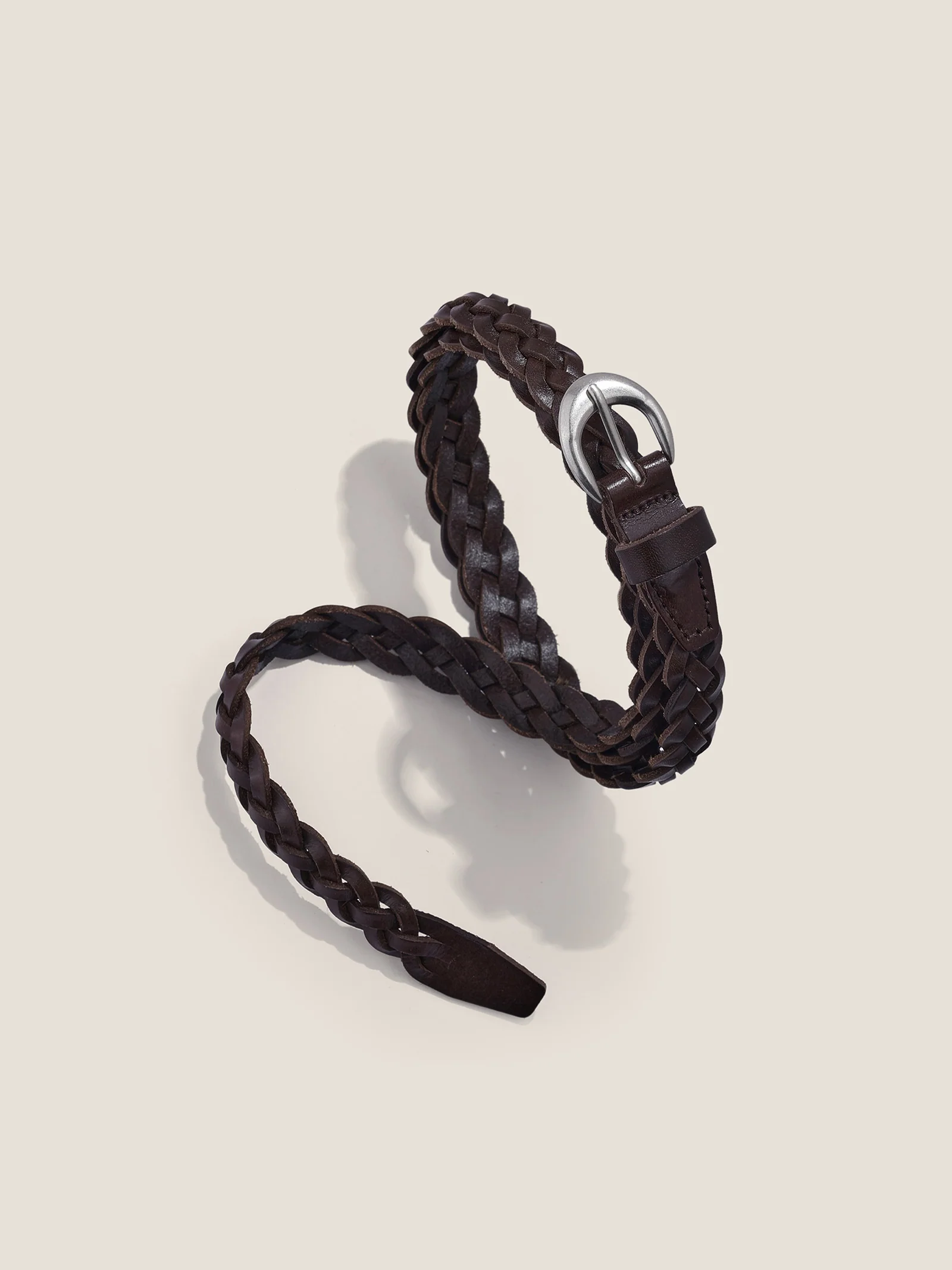 Premium Cowhide Retro Hand-Woven Twisted Thin Belt - Image 4