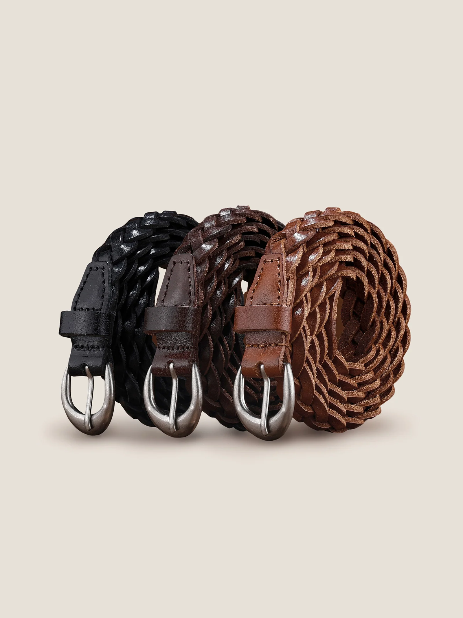 Premium Cowhide Retro Hand-Woven Twisted Thin Belt - Image 6