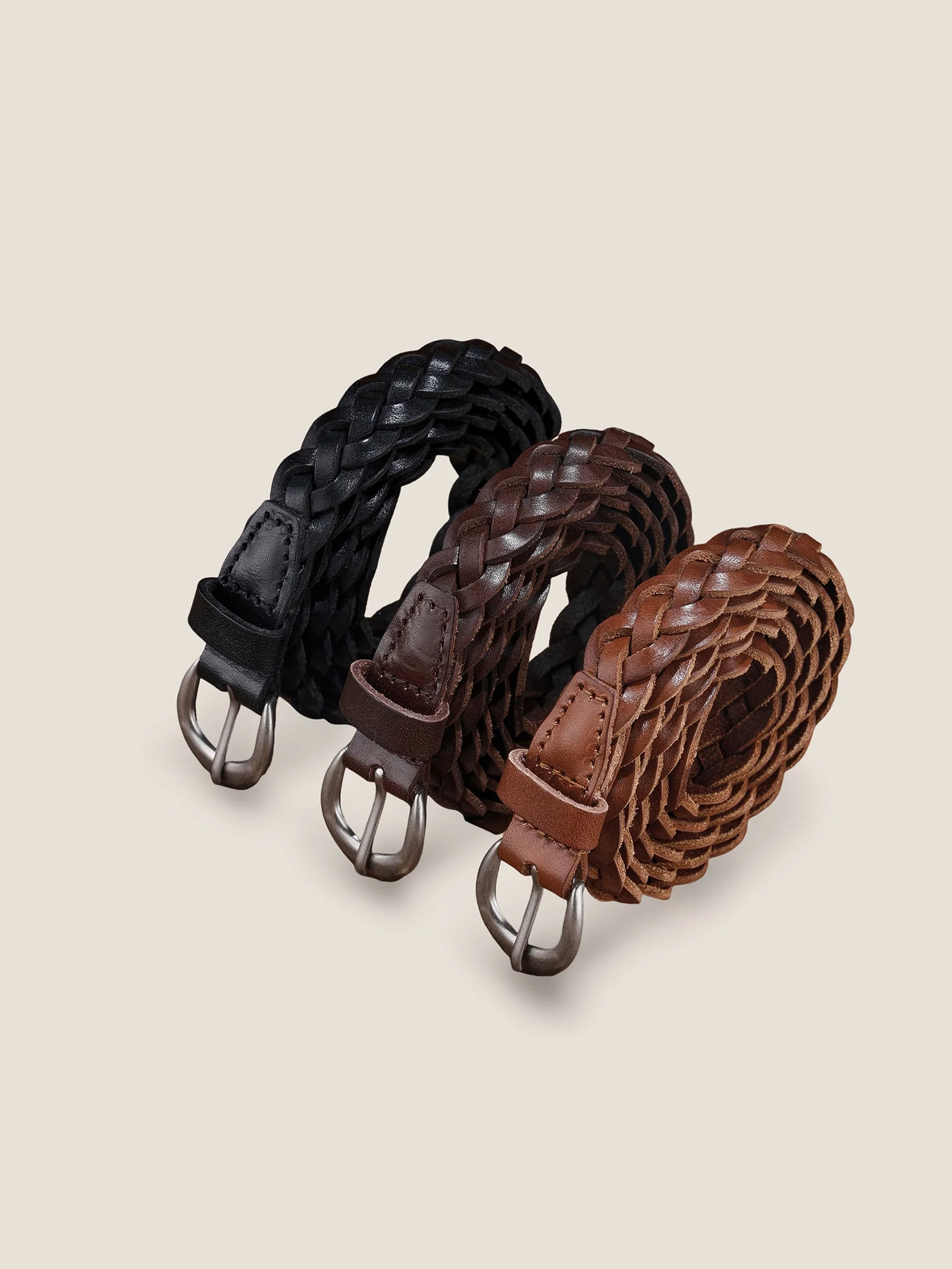 Premium Cowhide Retro Hand-Woven Twisted Thin Belt - Image 7