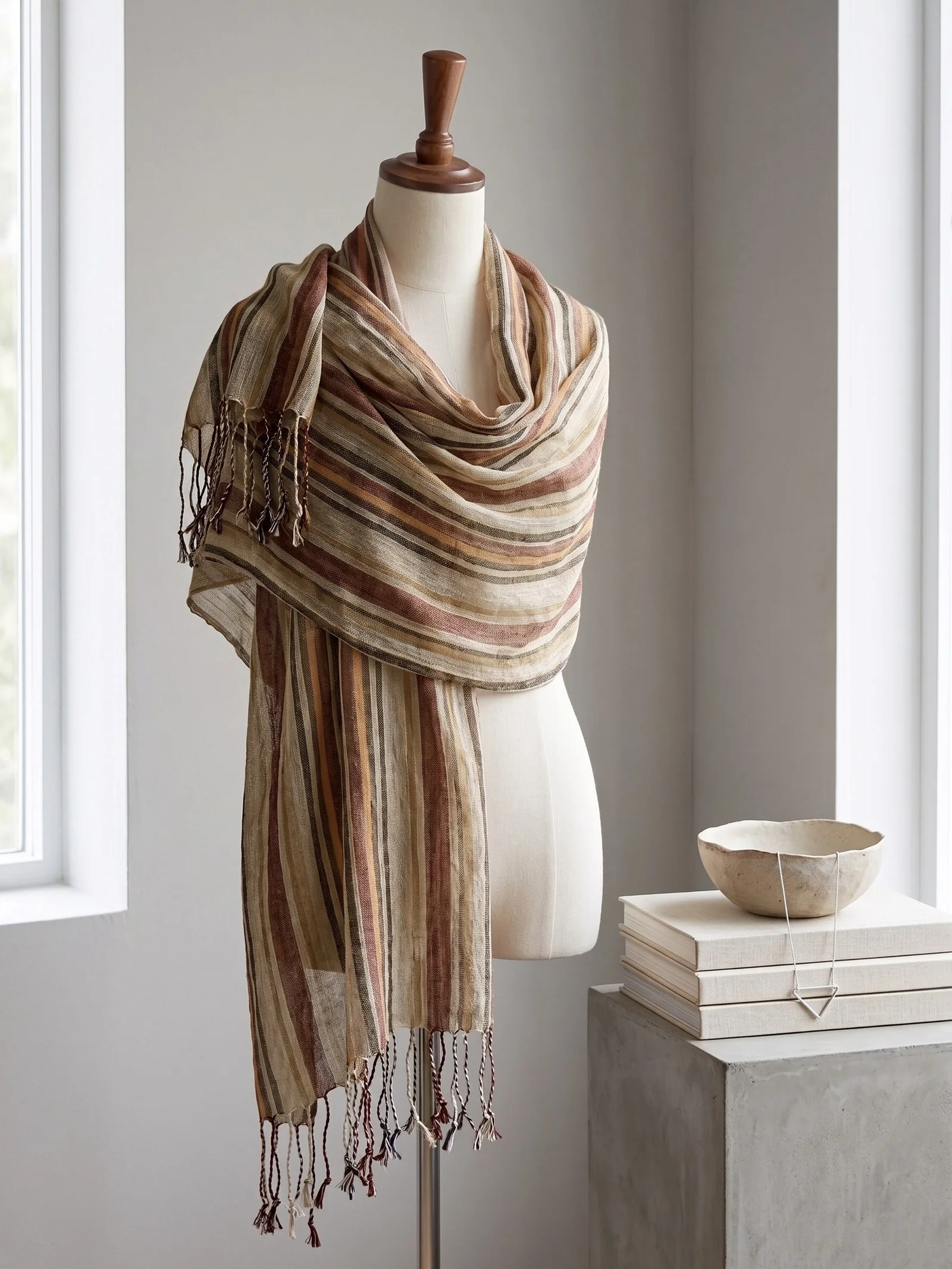 Textured Linen Lightweight Wrap Scarf - Image 5