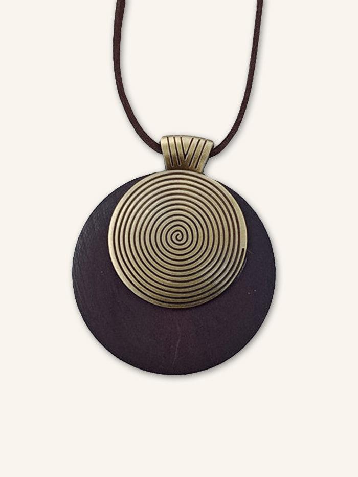 Vintage Wooden Rings Long Necklace - Image 2