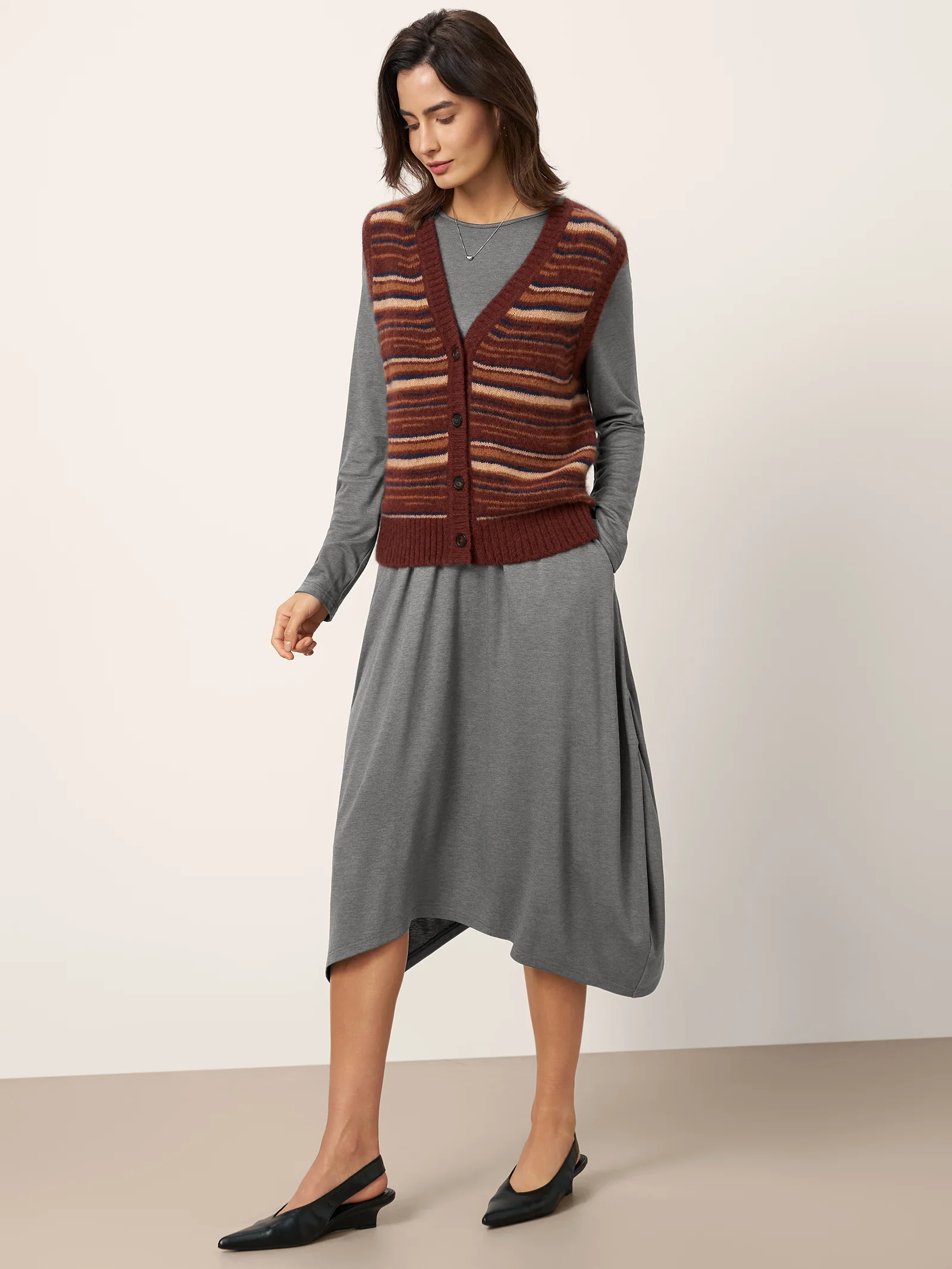 Wool Cocoon Curved Waist Mini Dress FARRAH - Image 5