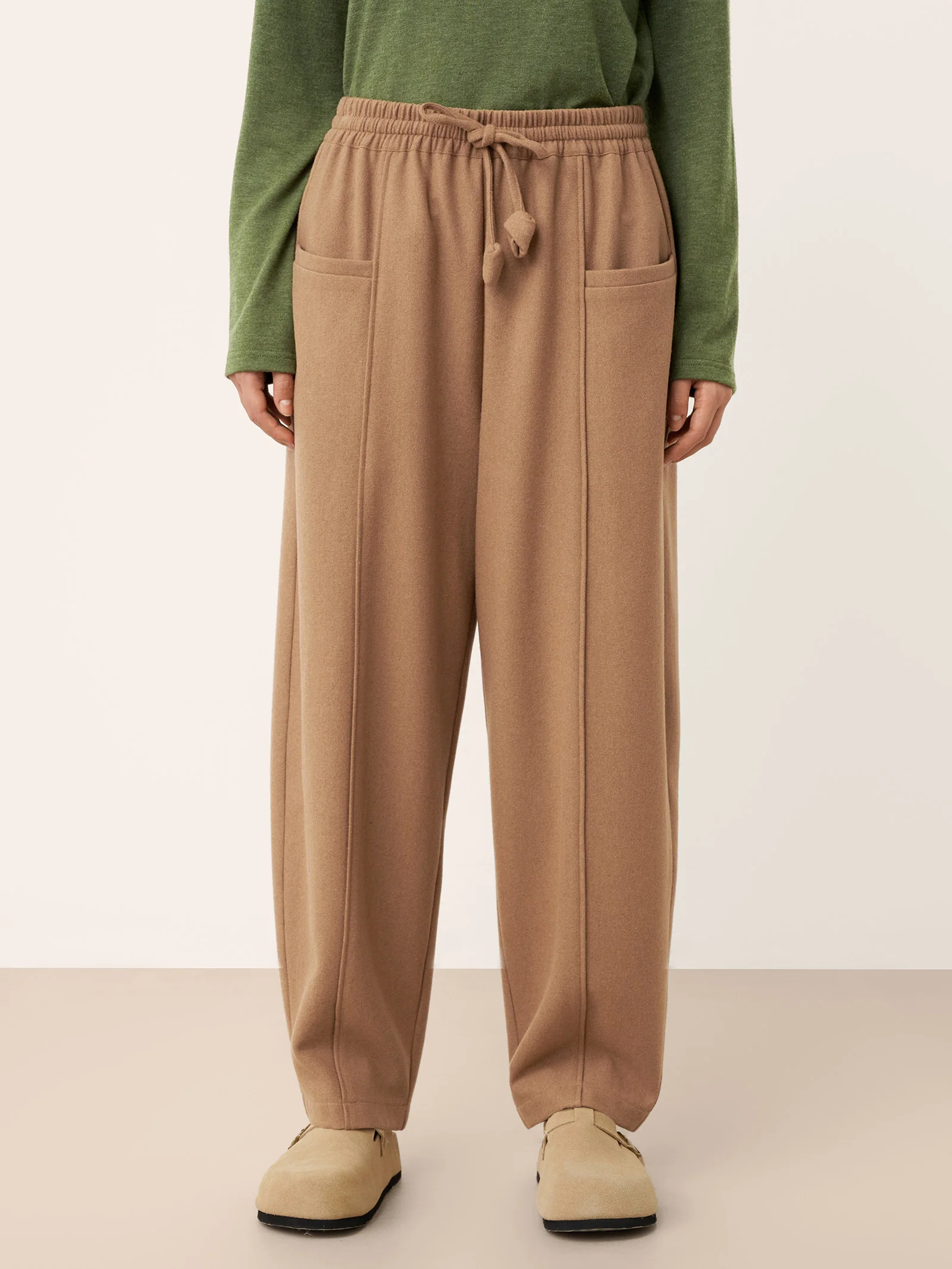 Wool Drawstring Patch Pocket Pants PRISCILLA - Image 3