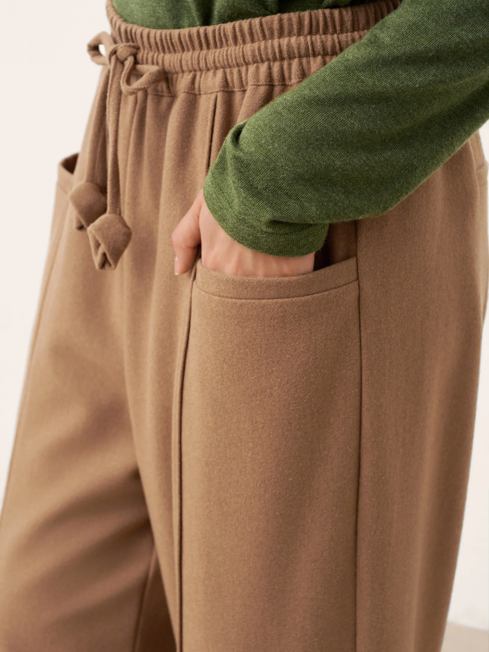Wool Drawstring Patch Pocket Pants PRISCILLA - Image 4