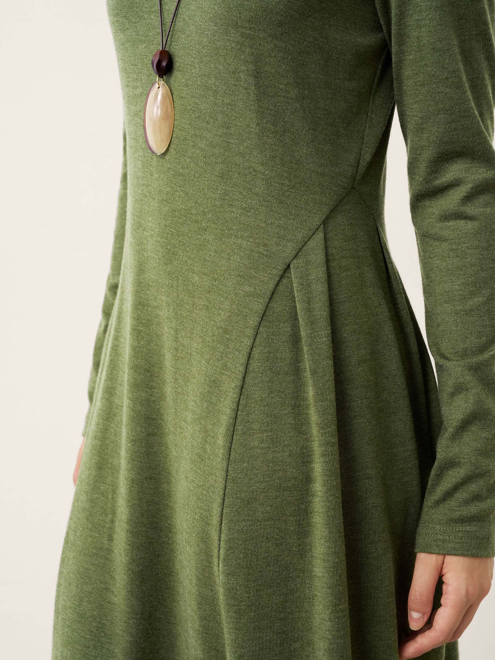 Wool Sculpted Pleats Turtleneck Midi Dress BRIAR - Image 4